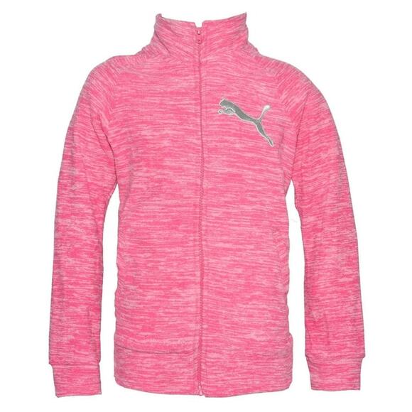 Puma Heather Pink Fleece Sweatshirt Jacket (Girls 8-10) - Picture 1 of 9